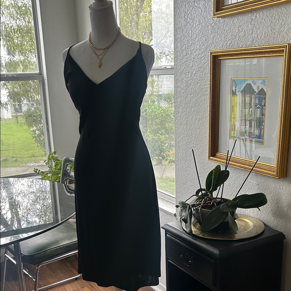 ANNALISA Made in Italy Slip style vintage Black Midi Dress